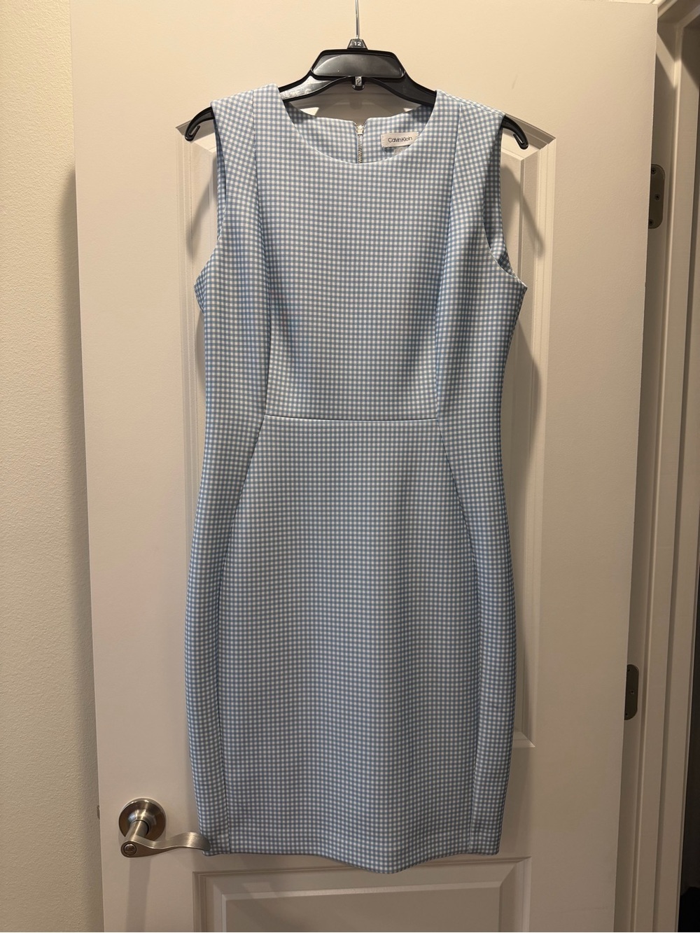Calvin Klein Light Blue Gingham Sheath Dress size 12